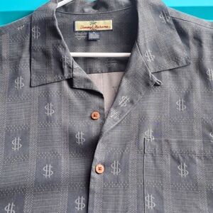 Tommy Bahama Men's shirt, charcoal grey XL. 100% silk.